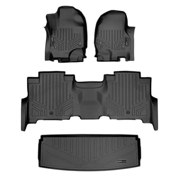 SA0350-B0351-E0350 Behind 3rd Row Floor Mats & Cargo Liner Set 2nd Row Bench Seat for 2018-2022 Ford Expedition, Black