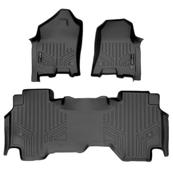 SA0369-B0370 Custom Fit 2 Row Quad Cab Floor Mats Liner Set without Rear Underseat Storage Box for 2019-2022 Ram 1500, Black