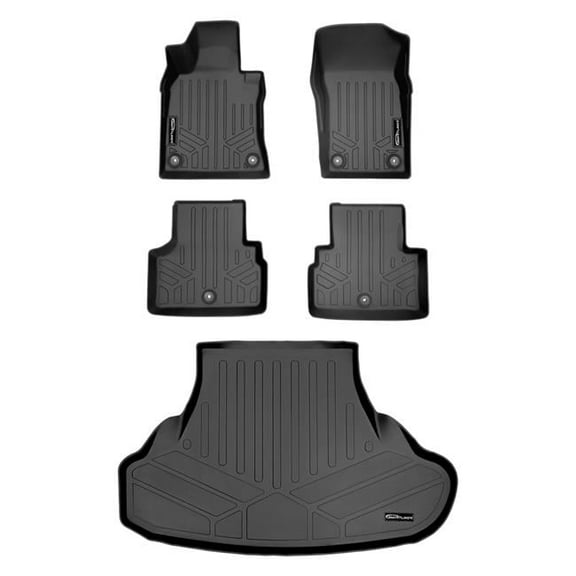 SA0469-B0469-D0469 Custom Fit 2 Rows Trunk Floor Mats & Cargo Liner Set for 2018-2021 Infiniti Q50, Black