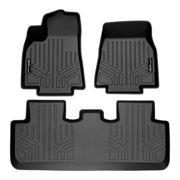 SA0529-B0529 All Weather Custom Fit Black 2 Rows Floor Mat Liner Set for 2020-2022 Tesla Model Y