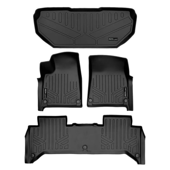 SA0615-B0615-F0615 All Weather Black 2 Row Floor Mat Liner Set & Front Trunk Liner for 2022-2023 Rivian R1T