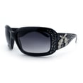 thumbnail image 1 of SA106 Bling Cross Revolver Gun Jewel Rhinestone Rectangular Fashion Sunglasses Black Frame - Gradient Black Lens, 1 of 6