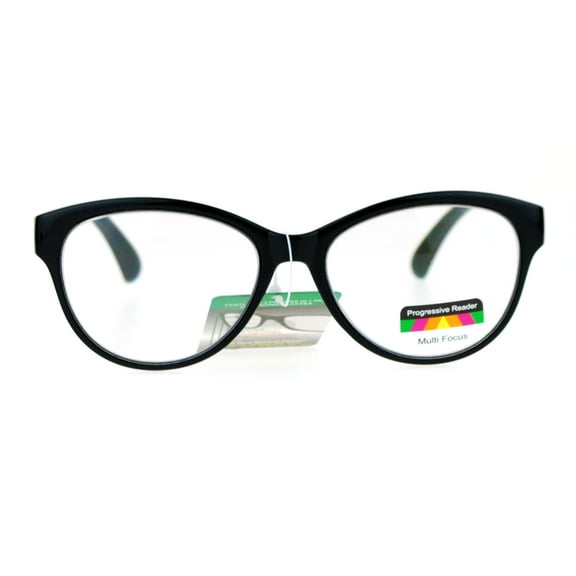 SA106 Cat Eye Multi 3 Focus Progressive Reading Glasses Black +2.5