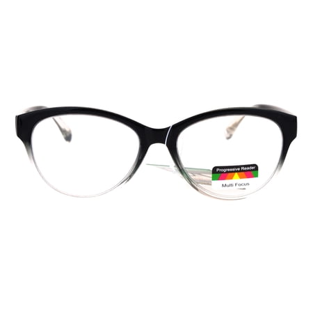 SA106 Cat Eye Multi 3 Focus Progressive Reading Glasses Black Clear +2.75