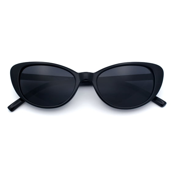 SA106 Cat Eye Sunglasses Y2K Slim Snug Narrow Oval Vintage 90s / All Black
