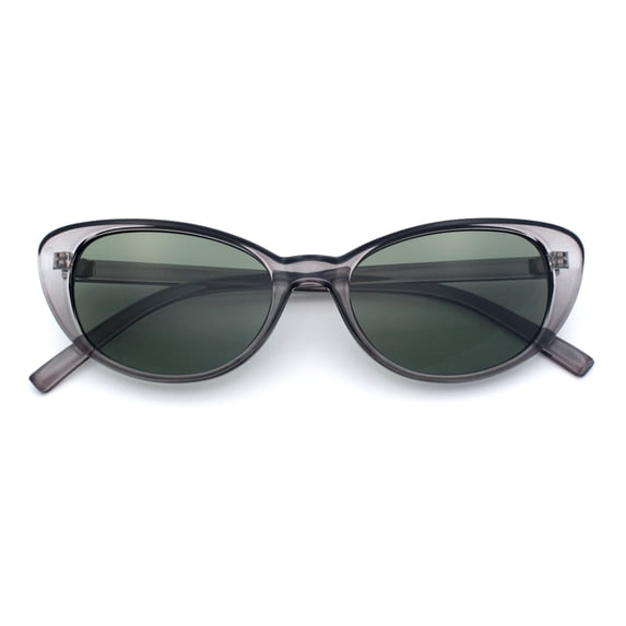 SA106 Cat Eye Sunglasses Y2K Slim Snug Narrow Oval Vintage 90s / Slate - Green