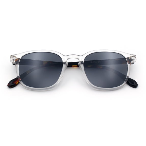 SA106 Classic Mens Square Sunglasses with Lightweight Frame and UV400 Polycarbonate Lenses Clear Tortoise Frame - Black Lens
