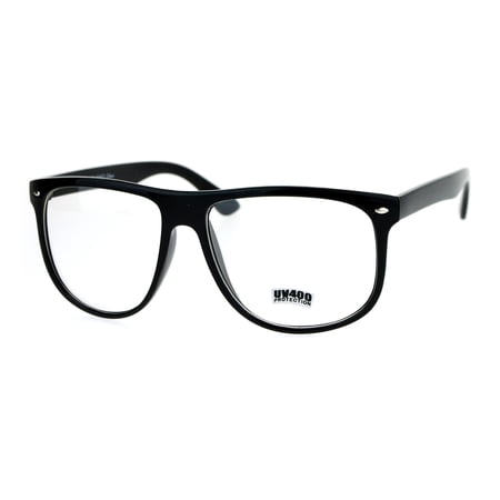 SA106 Clear Lens Thin Plastic Oversized Horn Rim Eyeglasses Black