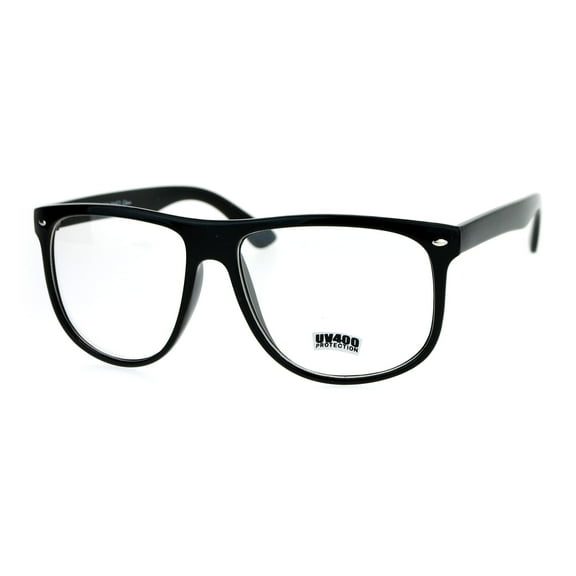 SA106 Clear Lens Thin Plastic Oversized Horn Rim Eyeglasses Black