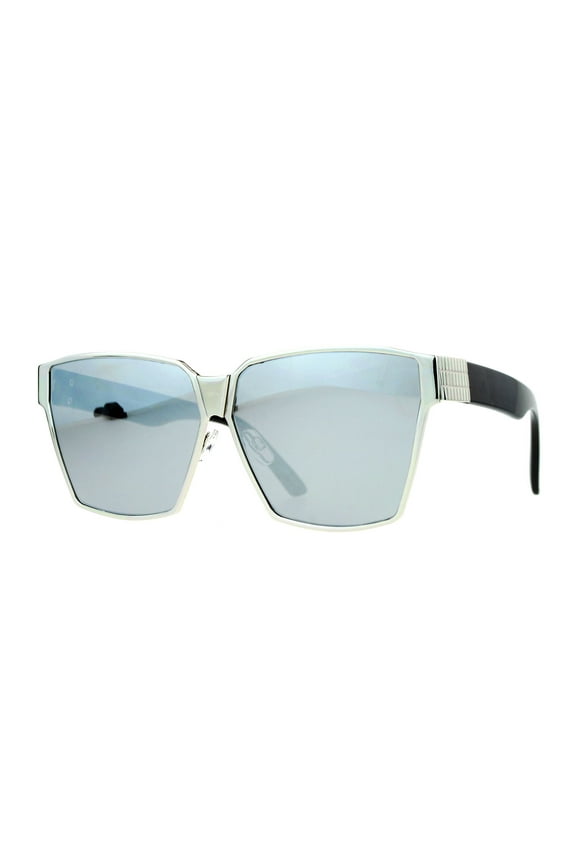 Diva Oversize Mob Rectangular Mafia Mirror Lens Sunglasses Silver Mirror