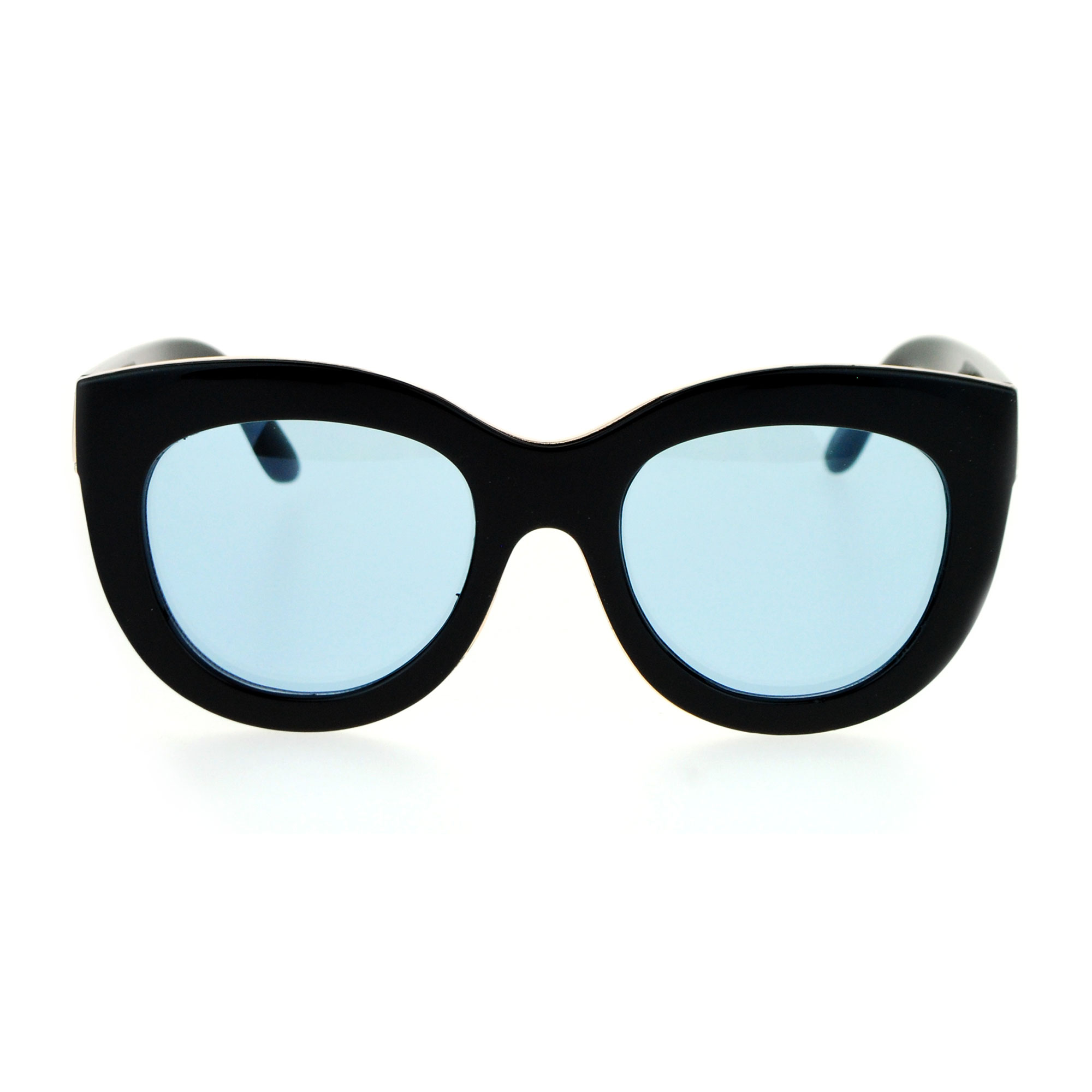 SA106 Diva Thick Plastic Oversize Cat Eye Womens Sunglasses Black Blue - image 1 of 3