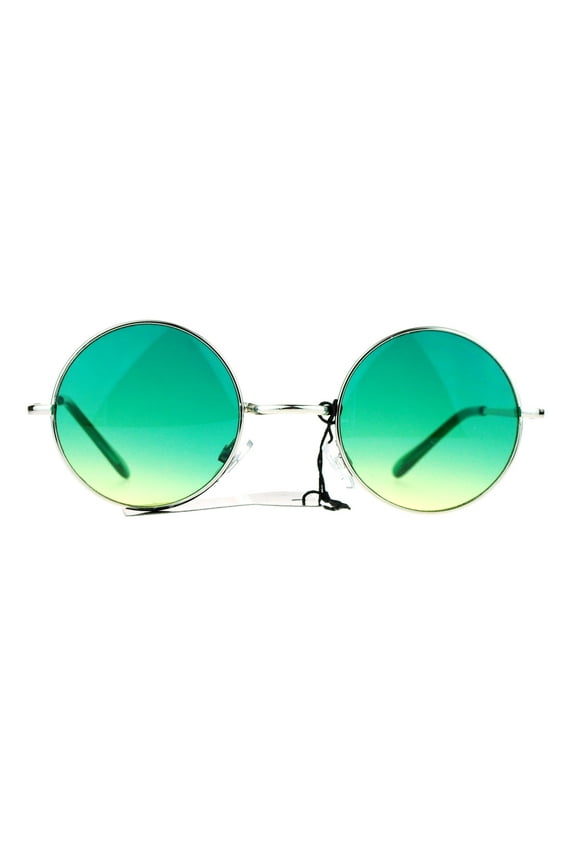 Dope Color Groovy Hippie Wire Rim Round Circle Lens Sunglasses Gradient Green