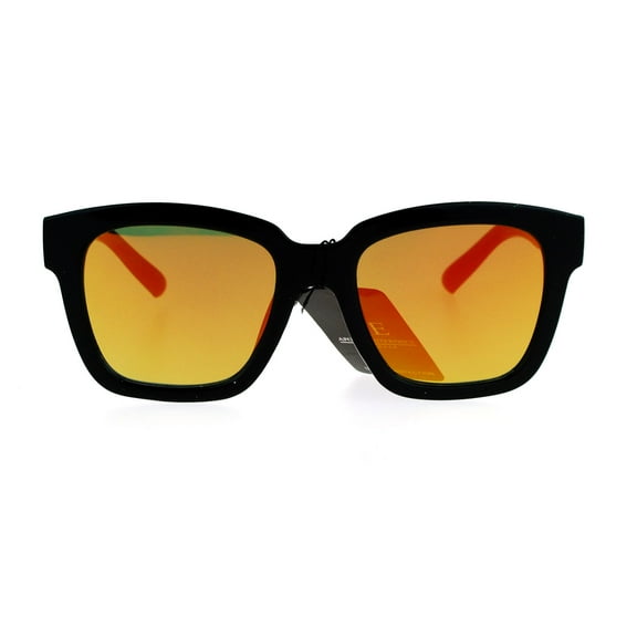 SA106 Flat Color Mirror Lens Horn Rim Hipster Sunglasses Orange
