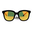 thumbnail image 1 of SA106 Flat Color Mirror Lens Metal Arm Rectangular Thick Horn Rim Sunglasses Orange, 1 of 4