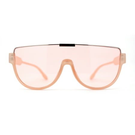 SA106 Futuristic Half Rim Flat Top 80s Sunglasses Peach Pink