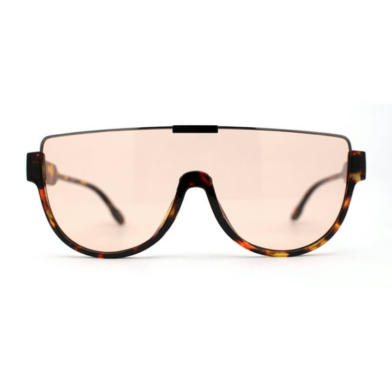 SA106 Futuristic Half Rim Flat Top 80s Sunglasses Tortoise Silver Peach