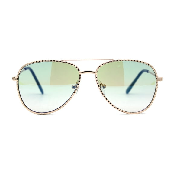 SA106 Kids Girls Bling Luxury Designer Fashion Metal Sunglasses Gold Green