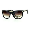 thumbnail image 1 of SA106 Luxury Designer Rectangular Horn Rim Gradient Lens Bling Sunglasses Black Brown, 1 of 4