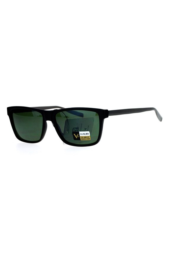 Luxury Metal Arm Narrow Rectangular Mens Sunglasses Black Green