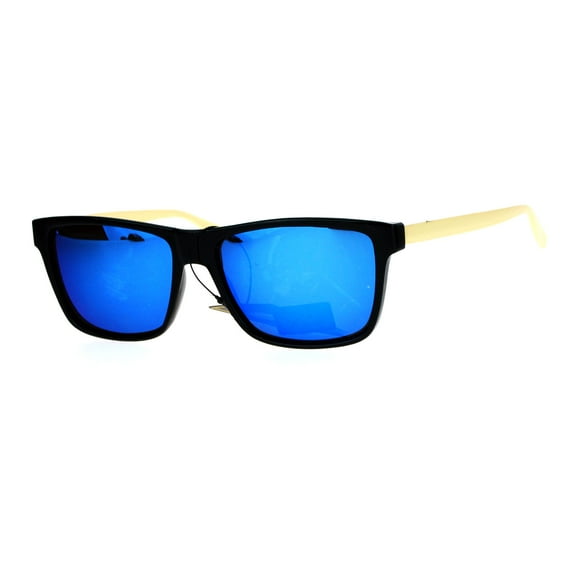 SA106 Luxury Metal Arm Narrow Rectangular Mens Sunglasses Blue Mirrored
