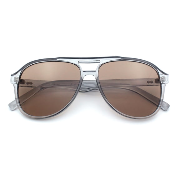 SA106 Mens Classic Aviator Sunglasses Retro Double-Bridge Racer Colored UV400 / Slate Frame - Brown Lens