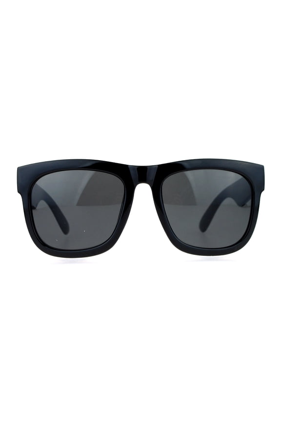 Mens Hard Minimal Oversize Horn Rim Hipster Sunglasses Black