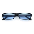 thumbnail image 1 of SA106 Mens Hippie Hustler Color Lens Narrow Rectangular Black Frame Sunglasses Blue Lens, 1 of 7