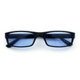 thumbnail image 1 of SA106 Mens Hippie Pimp Color Lens Narrow Rectangular Black Frame Sunglasses Blue, 1 of 3