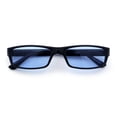 thumbnail image 1 of SA106 Mens Hippie Pimp Color Lens Narrow Rectangular Black Frame Sunglasses Blue, 1 of 7