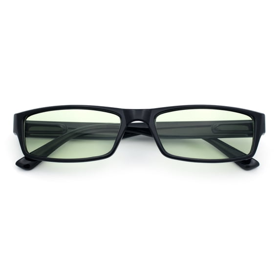 SA106 Mens Hippie Hustler Color Lens Narrow Rectangular Black Frame Sunglasses Green Lens