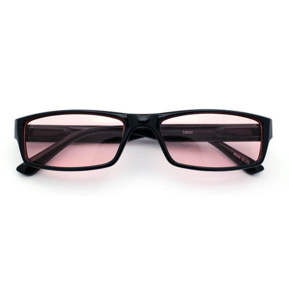 SA106 Mens Hippie Pimp Color Lens Narrow Rectangular Black Frame Sunglasses Pink
