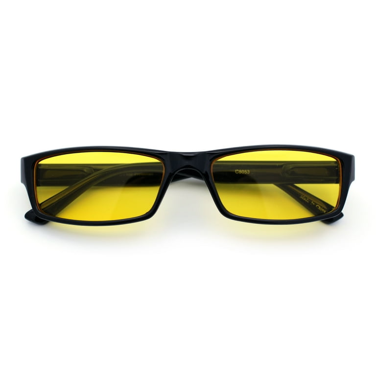 SA106 Glass Lens Black Classic Narrow Rectangular Plastic Spring Hinge Sunglasse