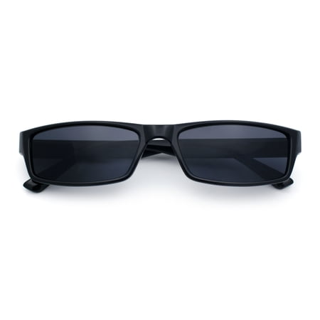 SA106 Mens Hippie Hustler Color Lens Narrow Rectangular Black Frame Sunglasses All Black