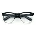 thumbnail image 1 of SA106 Mens Hipster Half Horn Rim Clear Lens Geek Fashion Eyeglasses Black Silver - Clear, 1 of 8