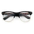 thumbnail image 1 of SA106 Mens Hipster Half Horn Rim Clear Lens Geek Fashion Eyeglasses Tortoise Gold - Clear, 1 of 8