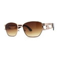 thumbnail image 1 of SA106 Mens Luxury Art Deco Metal Engraving Rectangle Sunglasses Gold Gradient Brown, 1 of 4