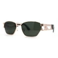 thumbnail image 1 of SA106 Mens Luxury Art Deco Metal Engraving Rectangle Sunglasses Gold Solid Green, 1 of 4