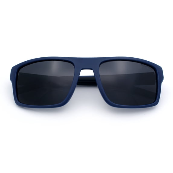 SA106 Mens Polarized Flat Top Square Sunglasses Matte Finish Rectangular UV400 Anti Glare Driving Matte Navy Frame - Black Lens