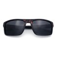 thumbnail image 1 of SA106 Mens Polarized Flat Top Square Sunglasses Matte Finish Rectangular UV400 Anti Glare Driving Matte Tortoise Frame - Black Lens, 1 of 6