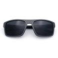 thumbnail image 1 of SA106 Mens Polarized Flat Top Square Sunglasses Matte Finish Rectangular UV400 Anti Glare Driving Metalic Grey Frame - Black Lens, 1 of 6