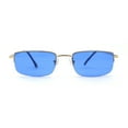 thumbnail image 1 of SA106 Mens Pop Color Lens Half Rim Narrow Rectangular 90s Dad Sunglasses Gold - Blue, 1 of 4