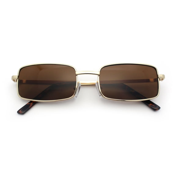 SA106 Mens Retro Vintage Rectangle Metal Rim Sunglasses