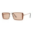 thumbnail image 1 of SA106 Mens Rimless Luxury Square Rectangle Ornate Metal Rim Sunglasses Gold Brown, 1 of 4