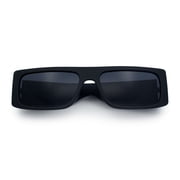 SA106 Mens Slim Rectangular Sunglasses Luxe Thick Arms / Matte Black