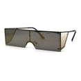 thumbnail image 1 of SA106 Mirrored 80s Retro Squared Rectangle Side Visor Robotic Sunglasses Gunmetal Gold, 1 of 4