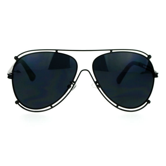 SA106 Mirrored Futurism Vintage Style Aviator Luxury Chic Sunglasses Black