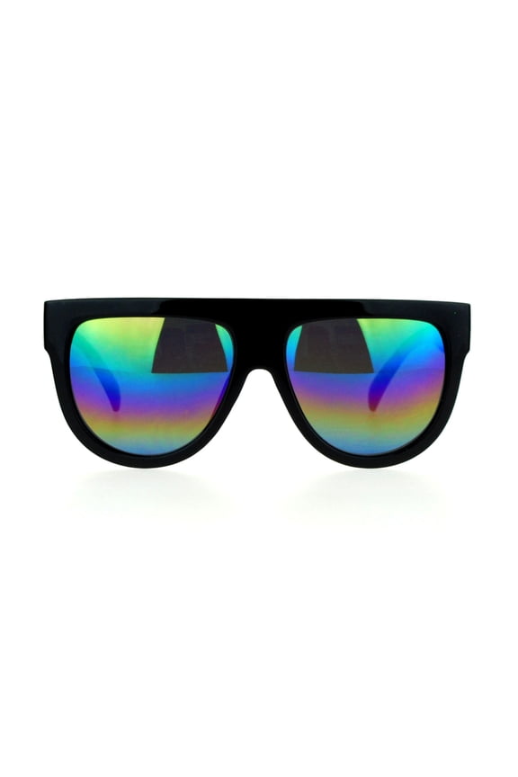 Mirrored Lens Boyfriend Fit Flat Top Diva Mafia Mob Sunglasses Rusta