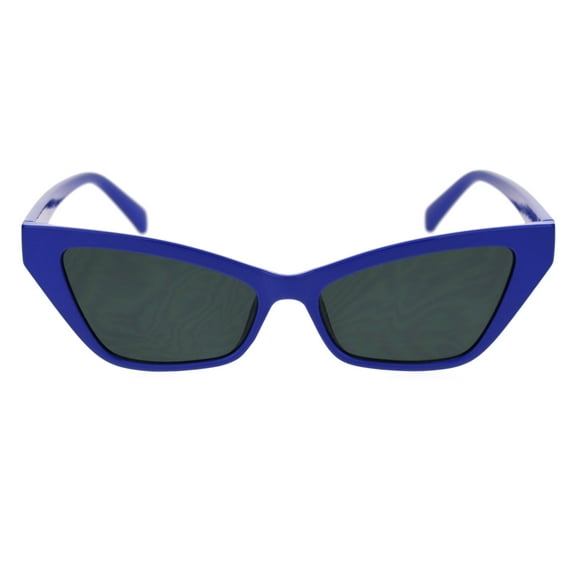 SA106 Mod Chic Squared Cat Eye Narrow Plastic Sunglasses Blue Black