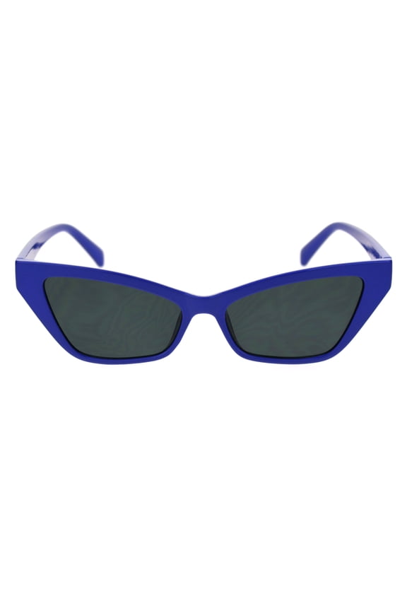 Mod Chic Squared Cat Eye Narrow Plastic Sunglasses Blue Black