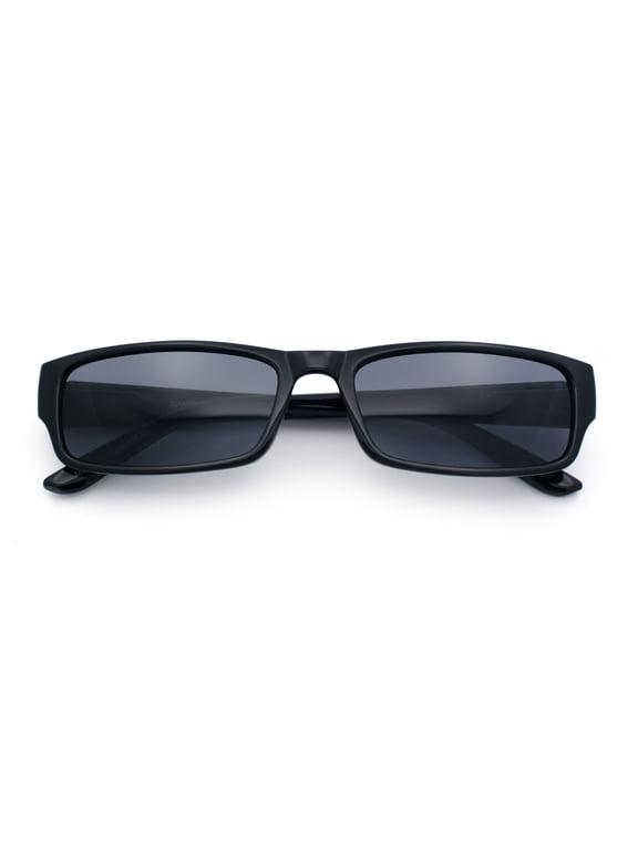 Narrow Rectangular Classic Plastic Pimp Mens Sunglasses All Black